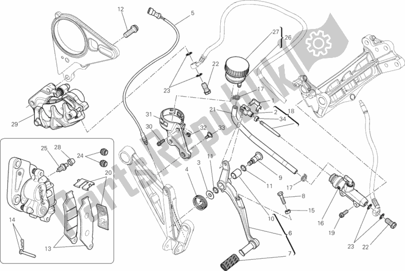 Todas as partes de Sistema De Freio Traseiro do Ducati Diavel AMG 1200 2013